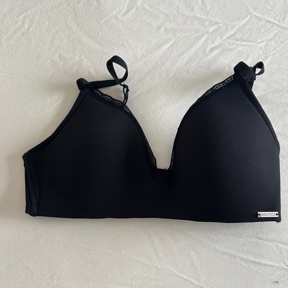 Nautica Women's Black Bra with Lace Trim